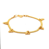 22k Yellow Gold Filigree Enchanting Charm Bracelet measuring 3mm thickness x 7.5 inch length